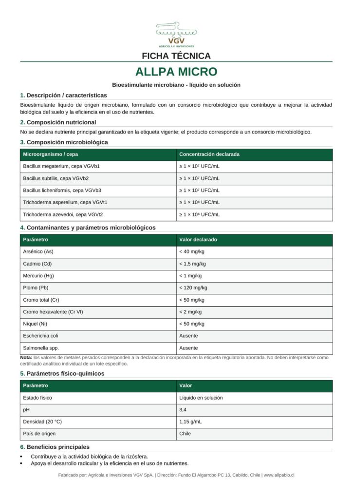 Ficha técnica AllpaMicro
